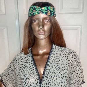 Mint green printed boho chic head band